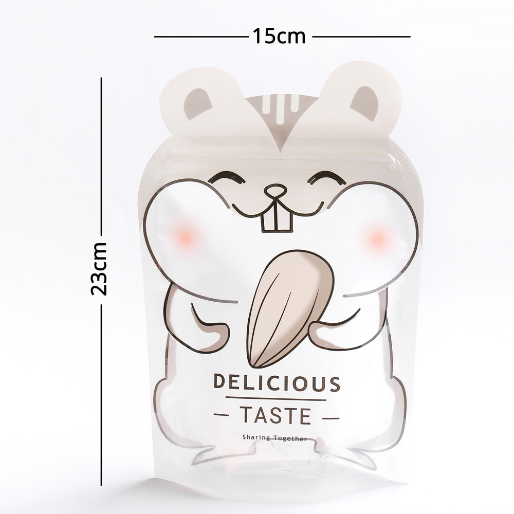 15x22cm Clear Animal Printing Cute Packaging Bag Plastic Mylar Stand Up Gift Bag Candy Storage Recyclable Zip Lock Pouch