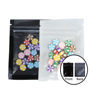 6.5x9cm Glossy Tear Notch Flat Pouch Mylar Reclosable Small Plastic Black Zip Lock Packaging Bag