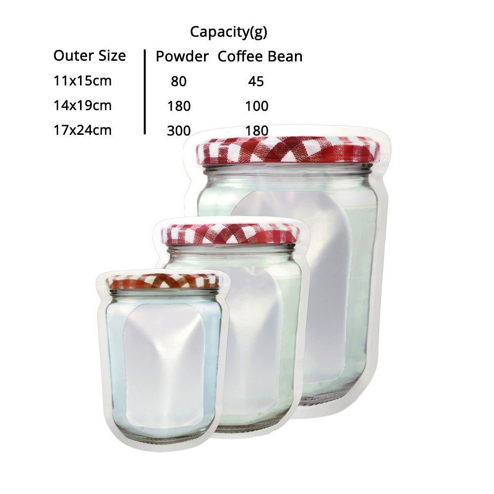 Custom Printed:New Design Mason Jar Pouch Plastic Mylar Packaging Stand Up Red Zipper Bag Matte Household Storage Bag