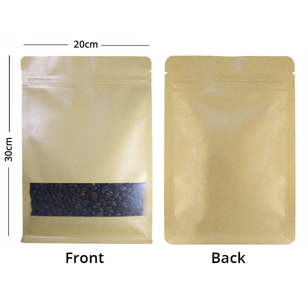 New Design Matte Stand Up Kraft Paper Mylar With Clear Window Doypack Household Kitchen Multifunction Storage Zipper Bag