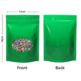 Custom Glossy Sealed Bag With Oval Clear Window And Tear Notch Metallic Foil Mylar Stand Up Household Storage Zip Lock Pouch