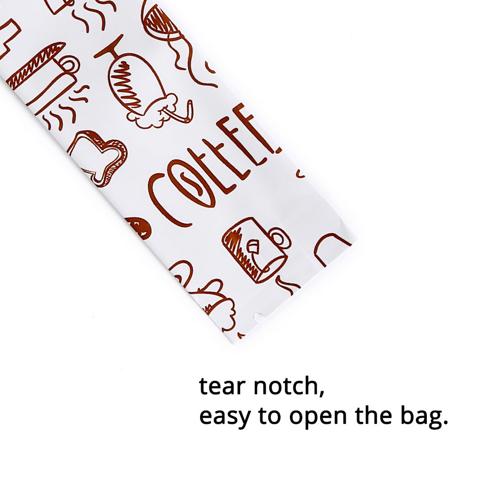 Premium Glossy Aluminium Mylar Pouch Tear Notch Heat Sealing Open Top Package Bag For Coffee Spices