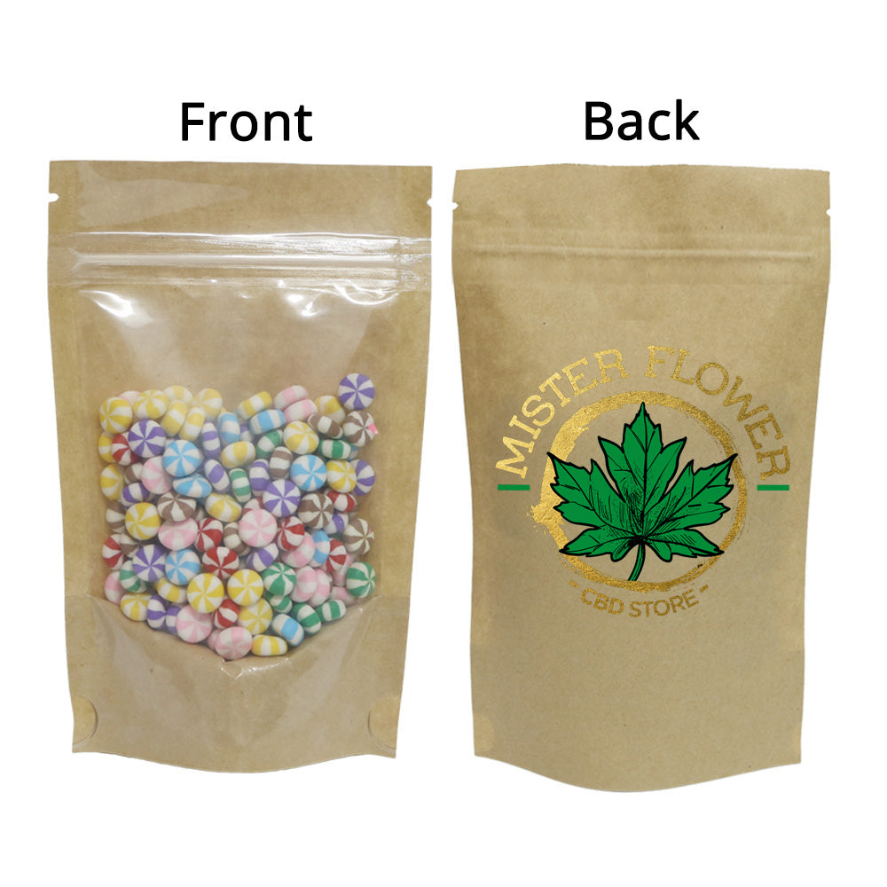 Custom Printed: Glossy Kraft Mylar Eco Zip Lock Pouch Waterproof Recyclable Stand Up Storage Coffee Bean Snack Food Bag