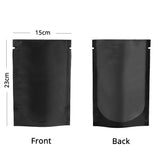 Vacuum Heat Seal Pouches Stand Up Smell Proof Matte Open Top Plastic Packaging Bags w/Clear Window & Tear Notch