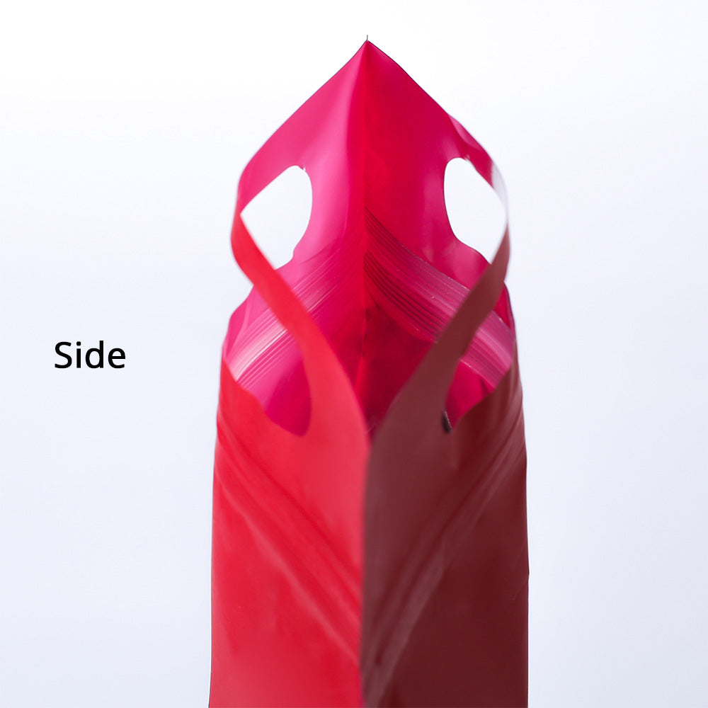 50Pcs/Pack Stand Up Bag With Hand Hole Matte Metallic Foil Mylar Plastic Doypack Food Nut Gift Packaging Zip Lock Storage Pouch