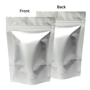 Custom Glossy Silver Aluminium Foil Packaging Reusable Zip Lock Bag Candy Snack Stand Up Storage Sample Pouch