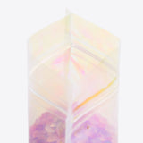 Holographic Pink Flat Bottom Heat Sealed Bag Plastic Mylar Packaging Ziplock Pouch With Tear Notch For Food Make up Storage