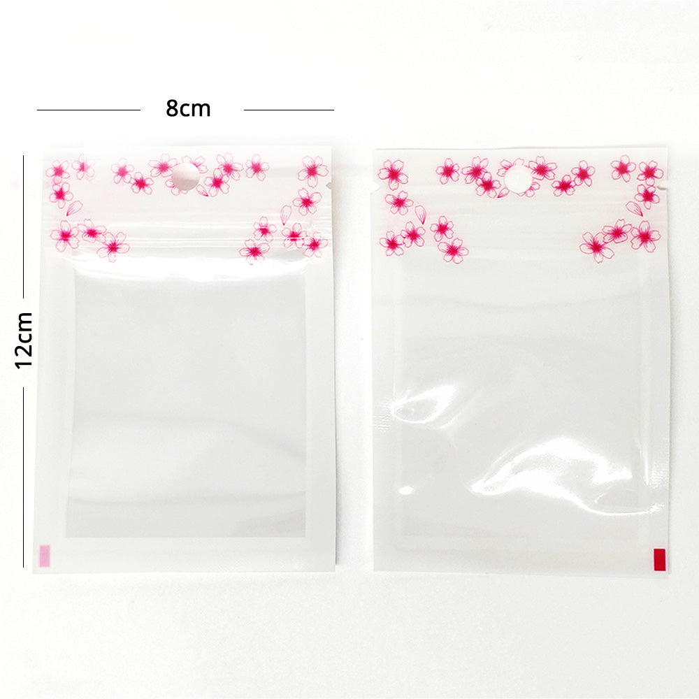 Premium Recyclable White Plastic Mylar Packaging Bag Clear Window Zip Lock Flat Storage Pouch With Flower Printing
