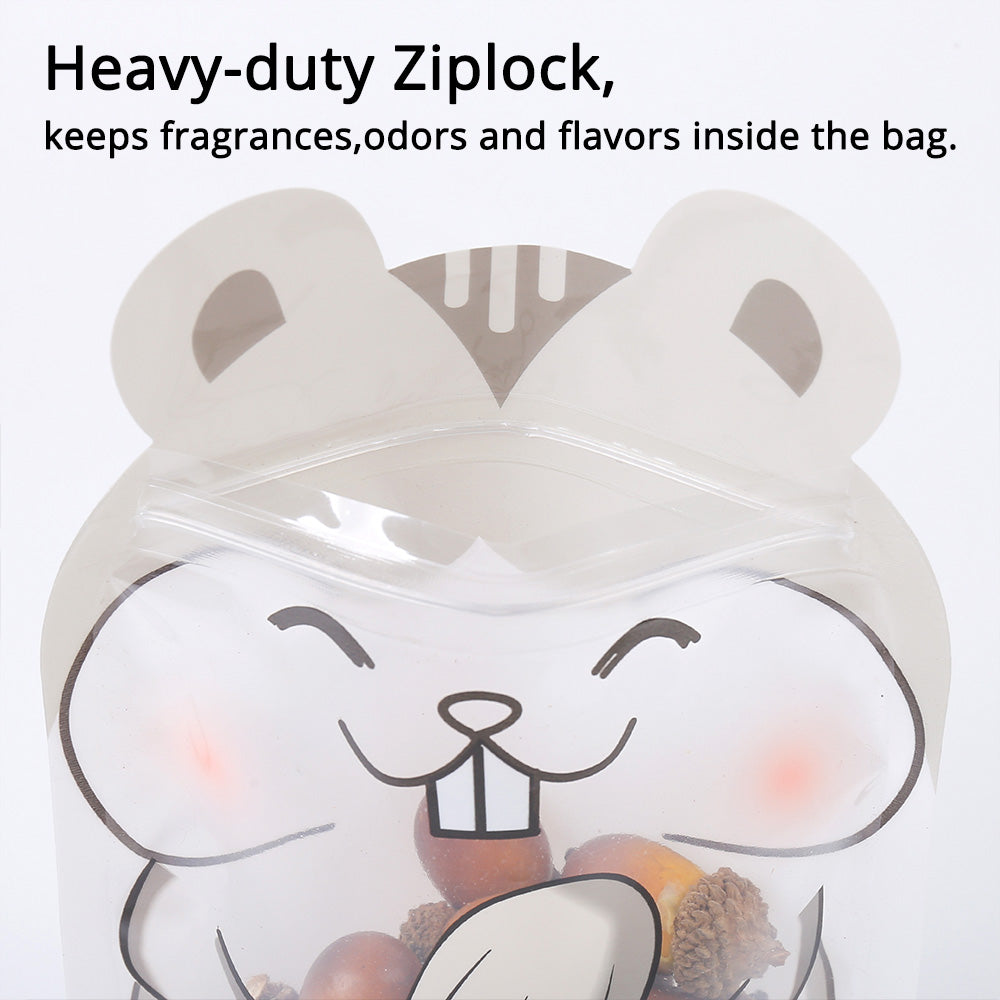 15x22cm Clear Animal Printing Cute Packaging Bag Plastic Mylar Stand Up Gift Bag Candy Storage Recyclable Zip Lock Pouch