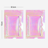 Custom Printed: Holographic Pink Flat Bottom Heat Seal Bag Plastic Mylar Packaging Zip Lock Pouch For Food Make up Storage
