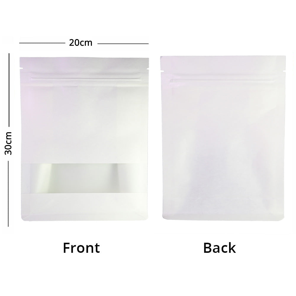 Custom Printed: Zip Lock Bag Kraft Paper In Stock White With Frosted Window Eco Biodegradable Wheat Cereal Storage Stand Up Pouch