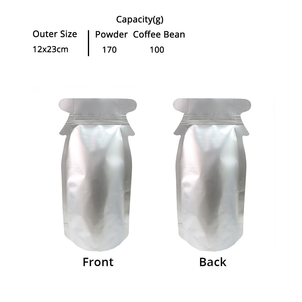 12x23cm Aluminium Foil Mylar Jar Bottle Bag Eco Recyclable Glossy Silver Stand Up Storage Zip Lock Sealed Sachet