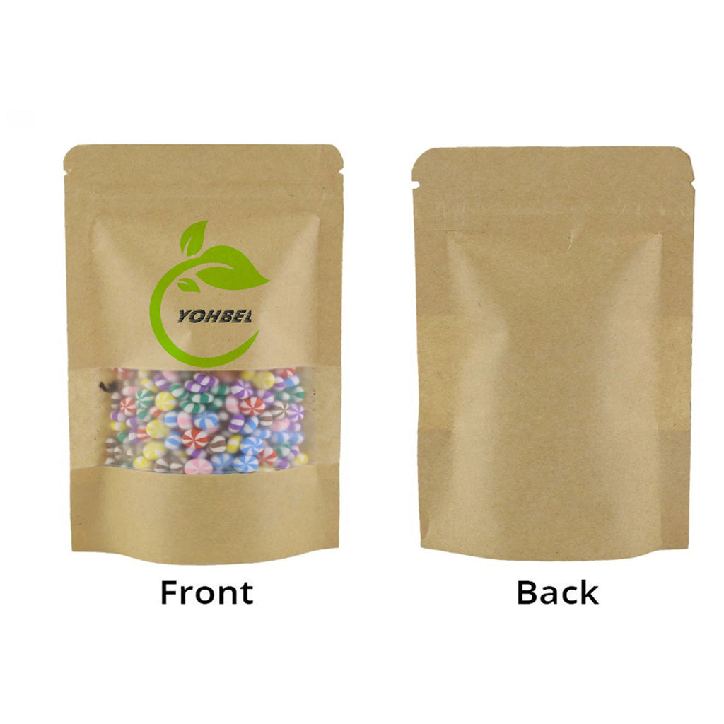 Custom Printed:High Quality Matte Variou Sizes Kraft Paper Bag Mylar Eco Recyclable Stand Up With Window Zip Lock Storage Pouch