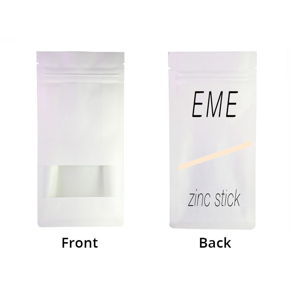 Custom Printed: Zip Lock Bag Kraft Paper In Stock White With Frosted Window Eco Biodegradable Wheat Cereal Storage Stand Up Pouch