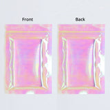 Holographic Pink Flat Bottom Heat Sealed Bag Plastic Mylar Packaging Ziplock Pouch With Tear Notch For Food Make up Storage