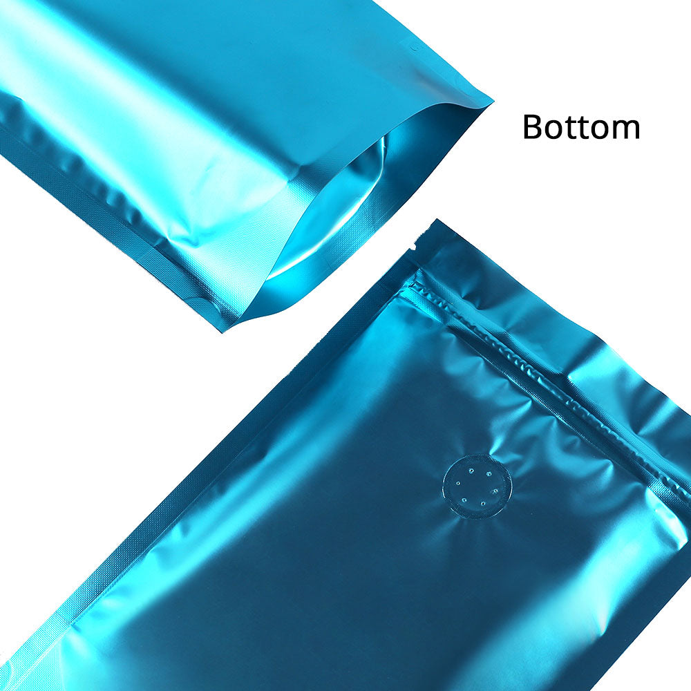 15x23cm Custom Matte Valve Ziplock Doypack Frosted Metallic Foil Plastic Storage Packaging Stand Up Recyclable Eco Bag With Tear Notch