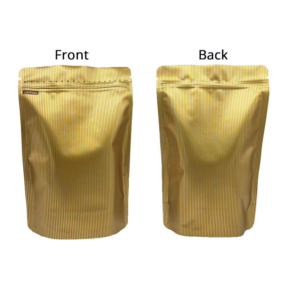 Custom Printed:Metallic Foil Mylar Bag 15x24cm Various Colors Stand Up Storage Pouch W/Stripe And Tear Notch Reusable Zipper Bag