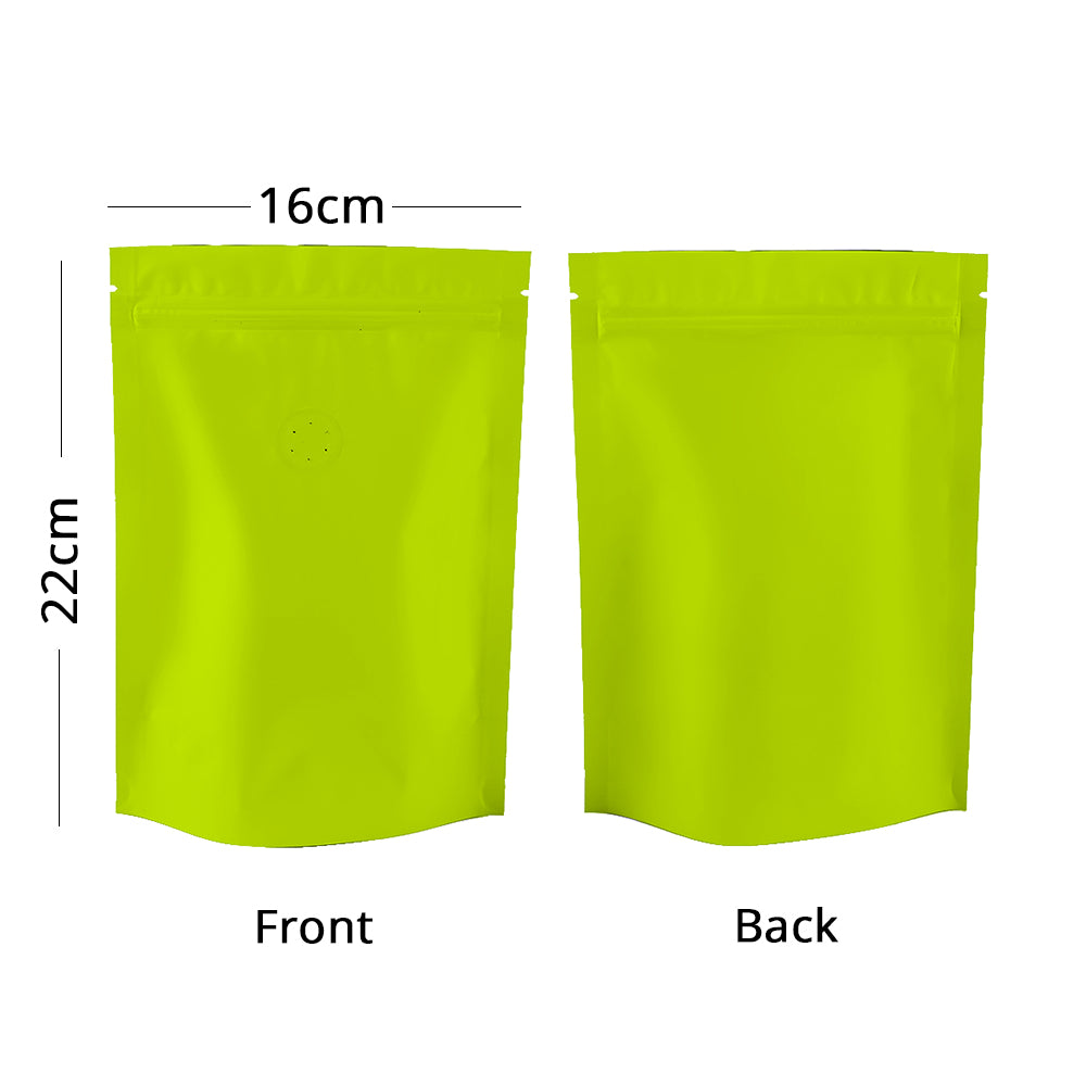 High Quality Matte Various Color Stand Up Pouch With Valve Metallic Foil Mylar Zip Lock Eco Compostable  Food Storage Packaging Bag