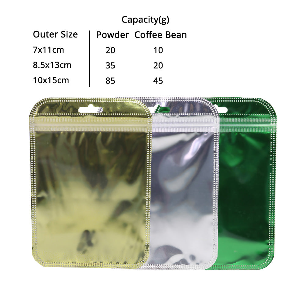 Mobile Accessories Zip Lock Bags Clear Front&Shiny Colors Back Metallic Mylar PP Storage Bag With Euro Slot