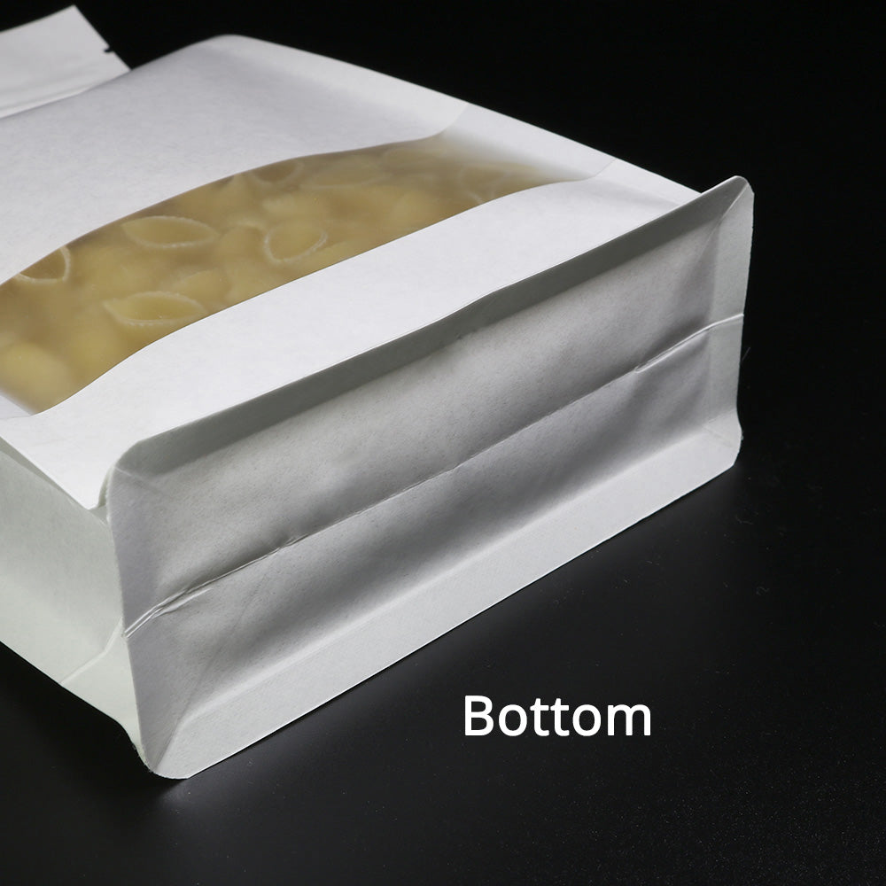 Custom Printed: Zip Lock Bag Kraft Paper In Stock White With Frosted Window Eco Biodegradable Wheat Cereal Storage Stand Up Pouch