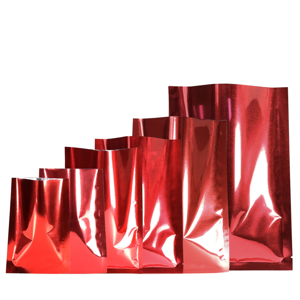 Multi Sizes Eco-friendly Heat Seal Open Top Foil Mylar Vacuum Packing Pouch Glossy Flat Vacuum Bag