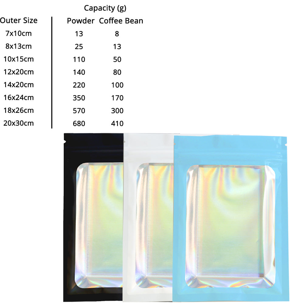 Glossy Plastic Seal Packaging Bag With Clear Window And Tear Notch Foil Flat Bottom Jewelry Travel Sample Storage Zipper Pouch