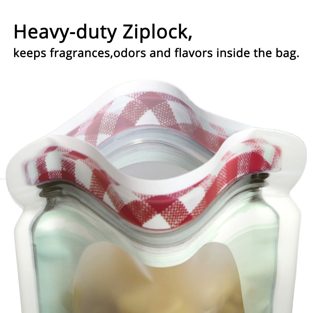 Custom Printed:New Design Mason Jar Pouch Plastic Mylar Packaging Stand Up Red Zipper Bag Matte Household Storage Bag