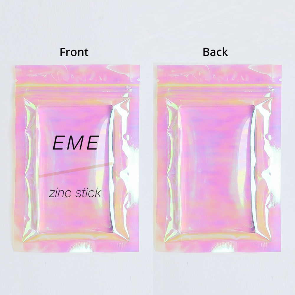 Custom Printed: Holographic Pink Flat Bottom Heat Seal Bag Plastic Mylar Packaging Zip Lock Pouch For Food Make up Storage