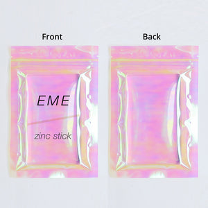 Custom Printed: Holographic Pink Flat Bottom Heat Seal Bag Plastic Mylar Packaging Zip Lock Pouch For Food Make up Storage