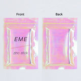 Custom Printed: Holographic Pink Flat Bottom Heat Seal Bag Plastic Mylar Packaging Zip Lock Pouch For Food Make up Storage