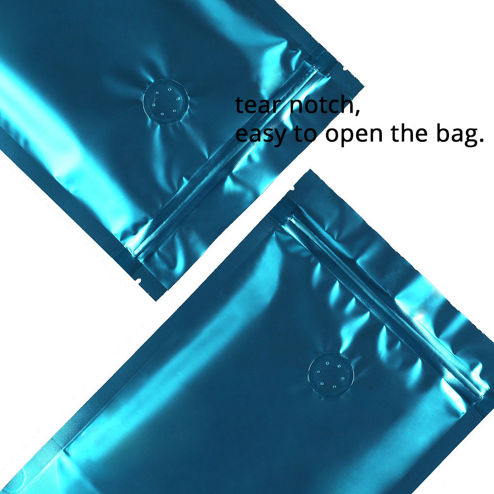 15x23cm Custom Matte Valve Ziplock Doypack Frosted Metallic Foil Plastic Storage Packaging Stand Up Recyclable Eco Bag With Tear Notch