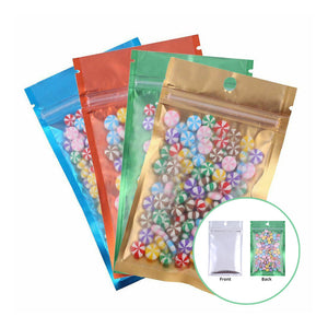 Multi-Size Reclosable Clear Mylar Zip Lock Package Bag Food Coffee Bean Storage Pouch W/Hand Hole