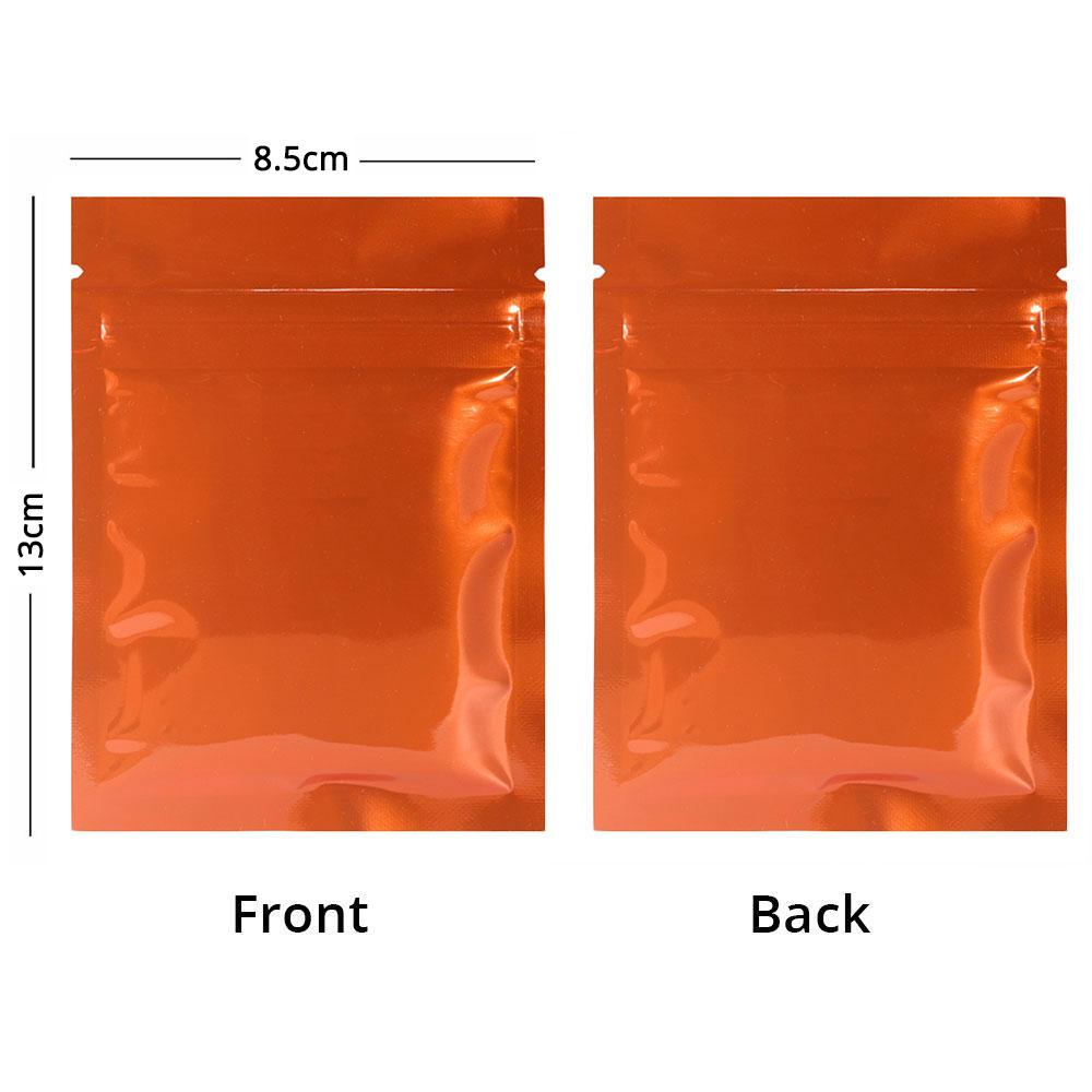 Glossy Metallic Foil Reclosable Zip Lock Package Bags Heat Sealing Flat Zipper Pouch w/ Tear Notch