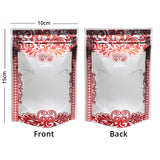 High Quality Matte Clear Frosted W/Red Print And Tear Notch Zip Lock Bag Plastic Mylar Stand Up Food Storage Organizer Pouch