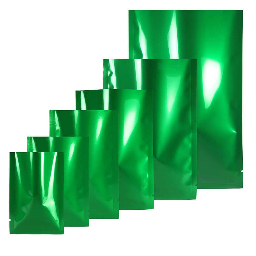Vacuum Heat Sealable Smell Proof Packaging Bags Green Blue Open Top Tear Notch Pouches Foil Mylar Bags For Powder