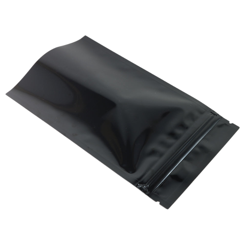 Multi-Size Glossy Black Vacuum Zip Lock Package Bag Recyclable Foil Mylar Flat Zipper Bag