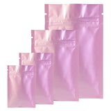 Various Sizes Thick Glossy Pink Reclosable Foil Mylar Tear Notch Zip Lock Flat Pouch Gift Storage Bag
