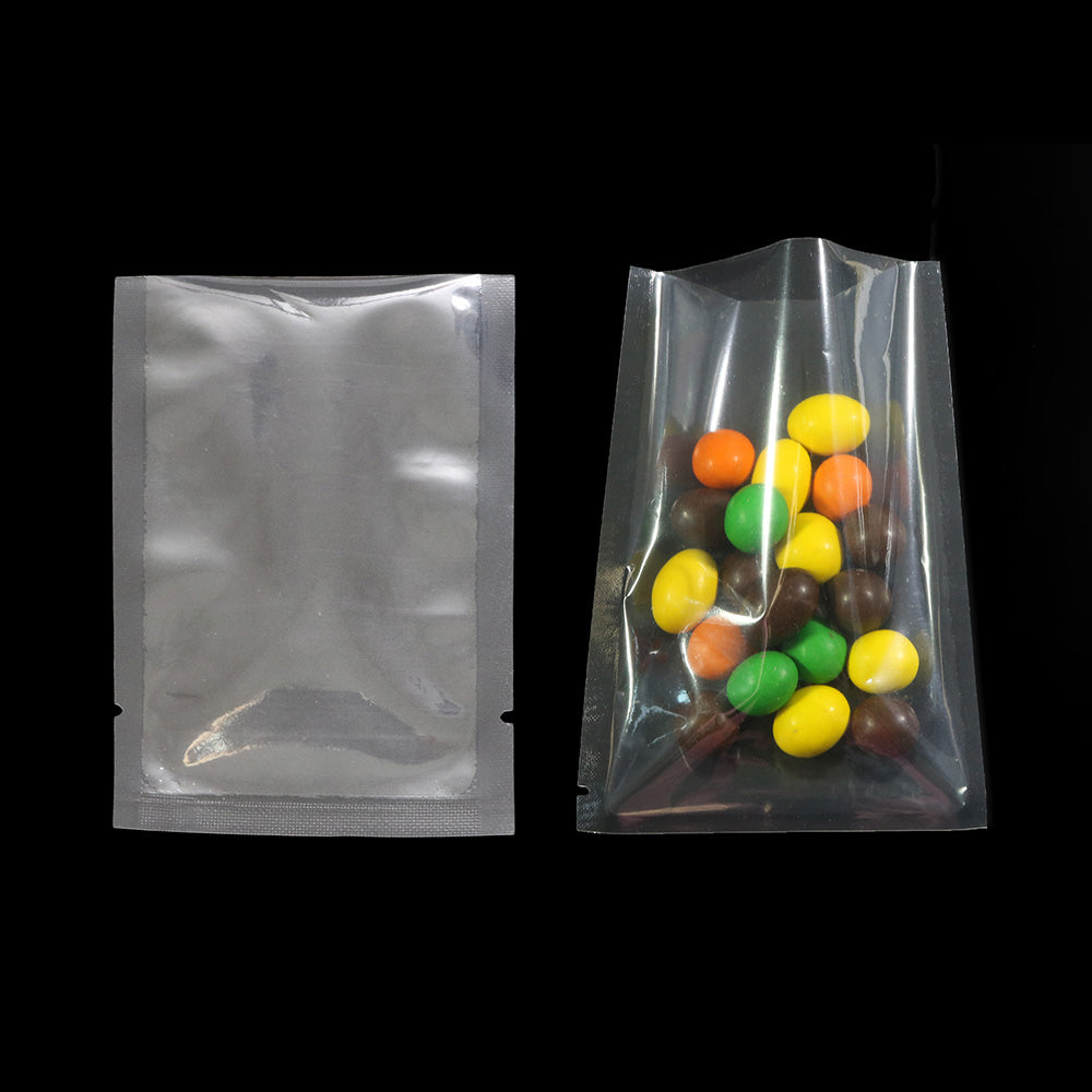 Variety of Size Clear Heat Seal Vacuum Food Glossy Flat Packaging Bag Open Top Storage Bags W/Tear Notch