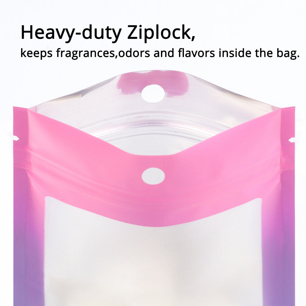 High Quality Matte Flat Bottom Seal Plastic Bag Metallic Foil  With Clear Window And Round Hole Storage Organizer Zipper Bag