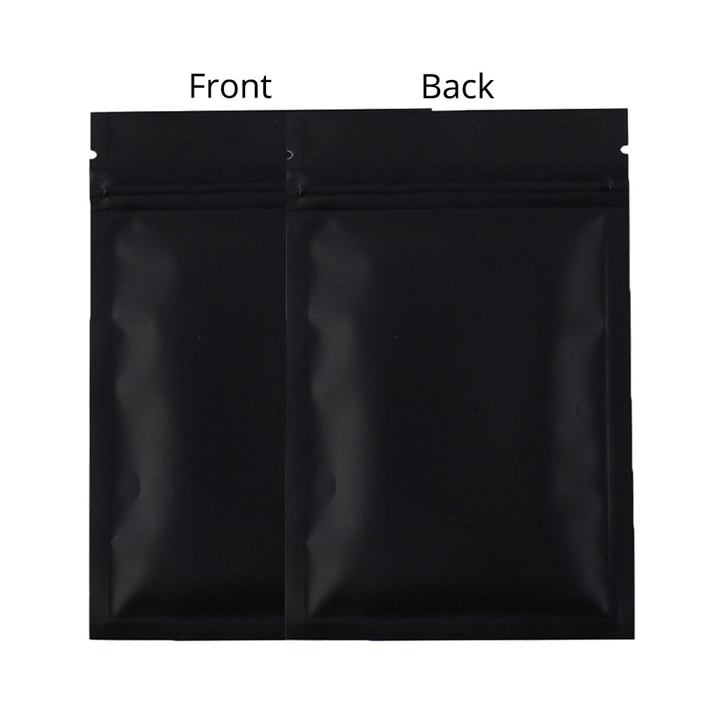 Custom Printed: Matte Black/White Smell Proof Plastic Mylar Zip Lock Bag Flat Bottom Tear Notch Packaging Pouch