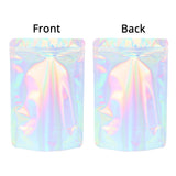 Custom Logo Glossy Holographic Laser Silver Metallic Foil Mylar Zip Lock Bag Comestic Reusable Stand Up Eco Storage Pouch