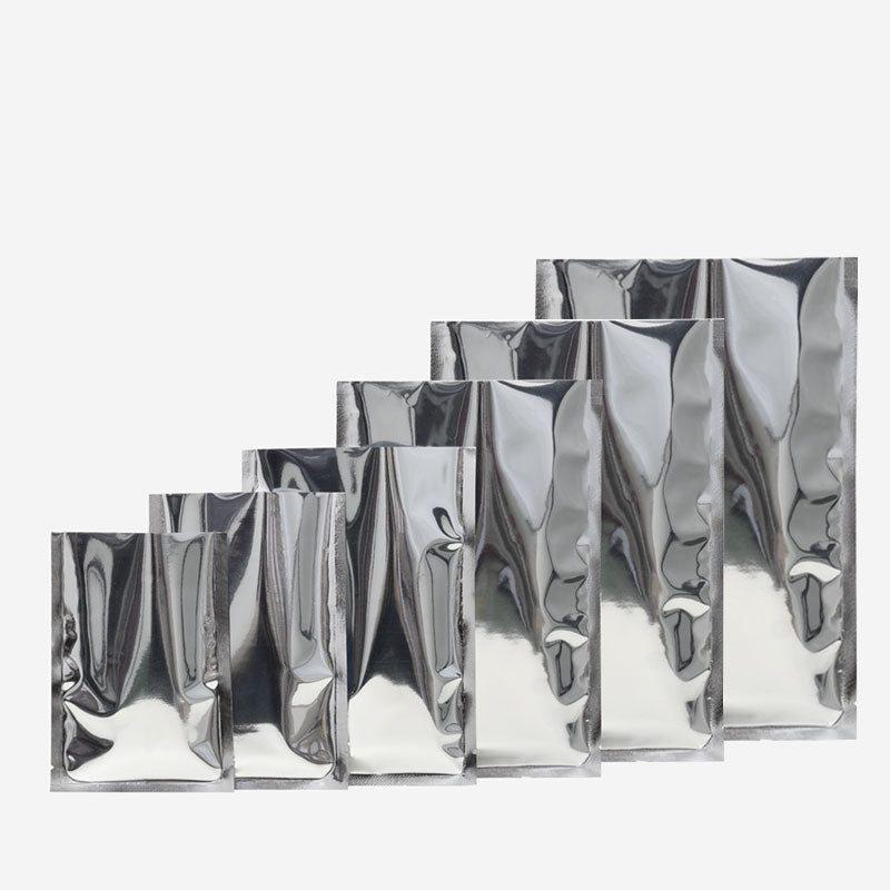 Multi Sizes Eco-friendly Heat Seal Open Top Foil Mylar Vacuum Packing Pouch Glossy Flat Vacuum Bag