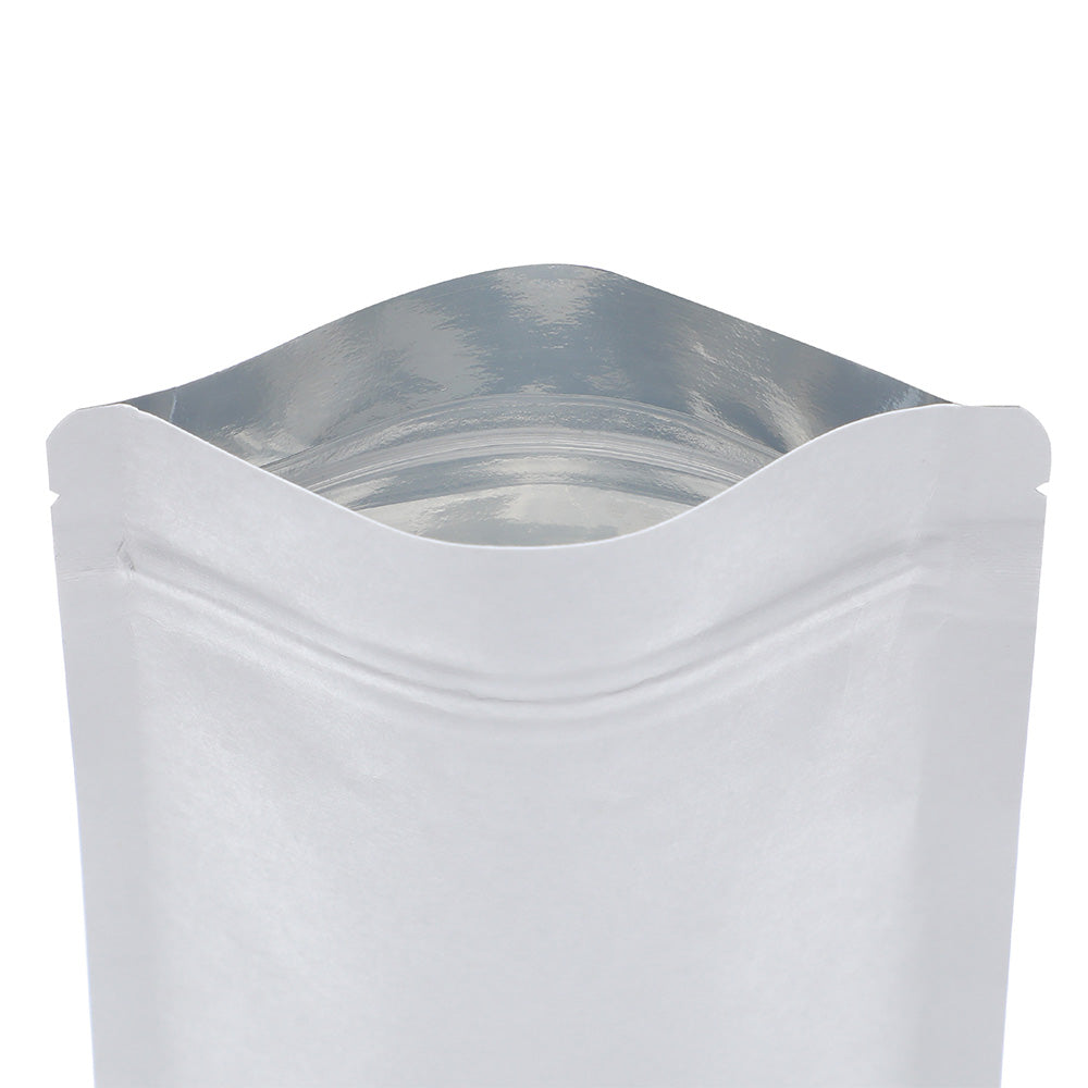Custom Printed:Matte Kraft White Durability Metallic Mylar Zipper Bag Smell Proof Multi-function Stand Up Sealed Storage Pouch