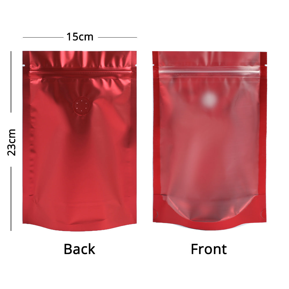 15x23cm Custom Matte Valve Ziplock Doypack Frosted Metallic Foil Plastic Storage Packaging Stand Up Recyclable Eco Bag With Tear Notch
