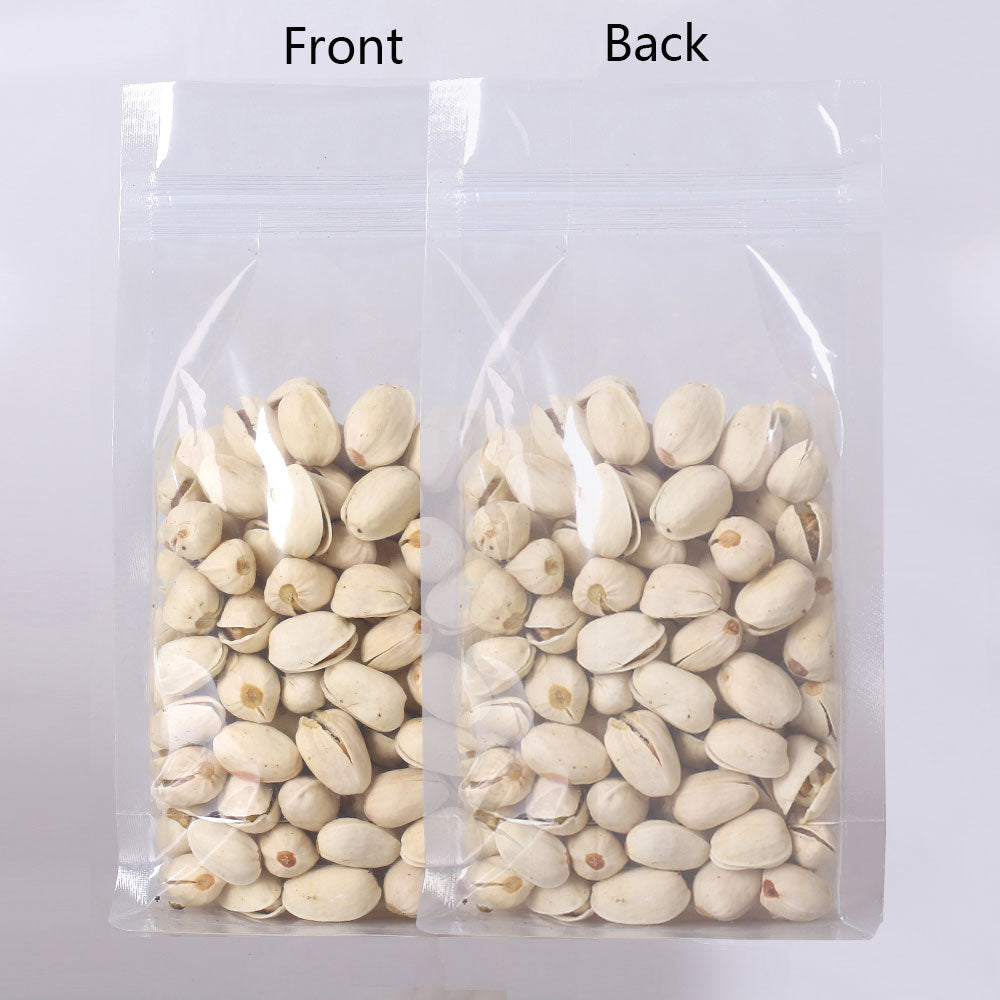 Custom Printed:Hot Sale Glossy Clear Cereal Storage Packaging Zipper Bag Plastic Mylar Stand Up With Tear Notch