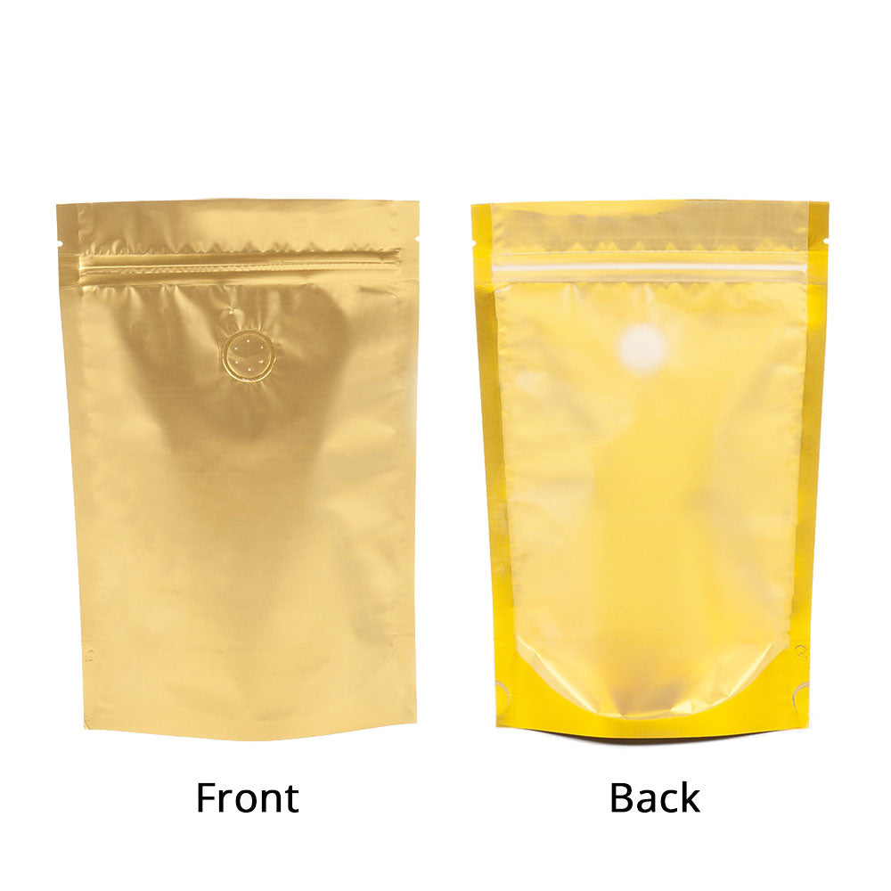 15x23cm Custom Matte Valve Ziplock Doypack Frosted Metallic Foil Plastic Storage Packaging Stand Up Recyclable Eco Bag With Tear Notch