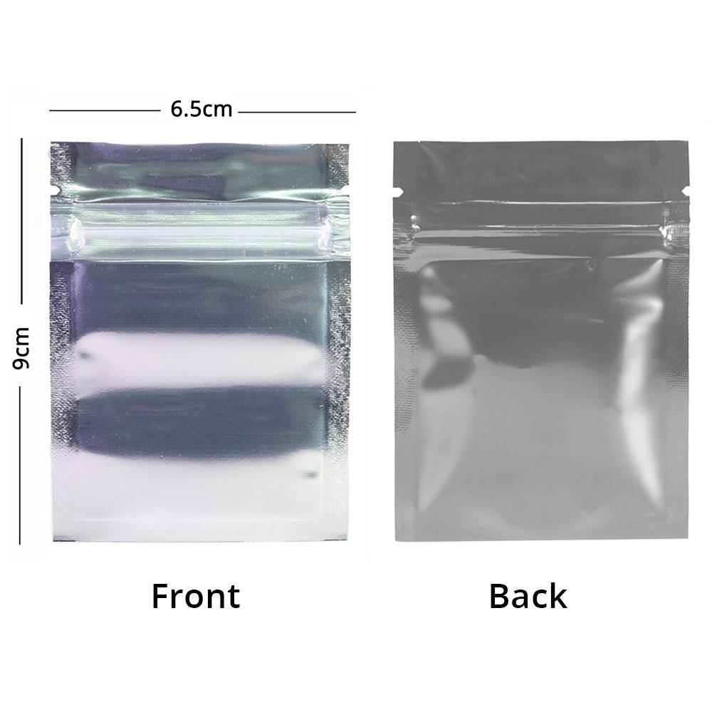 6.5x9cm Various Colors Small Zip Lock Bag Glossy Candy Flat Tear Notch Clear Front Herb Package Storage Pouch