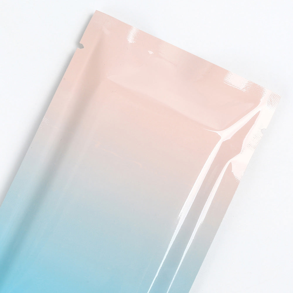 High Quality Glossy Gradient Foil Mylar Vacuum Flat Open Top Food Package Pouch Bag with Tear Notch