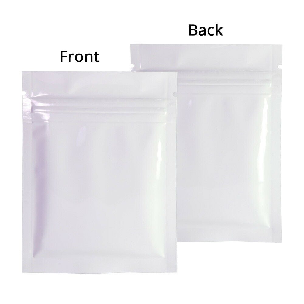 Glossy Metallic Foil Reclosable Zip Lock Package Bags Heat Sealing Flat Zipper Pouch w/ Tear Notch