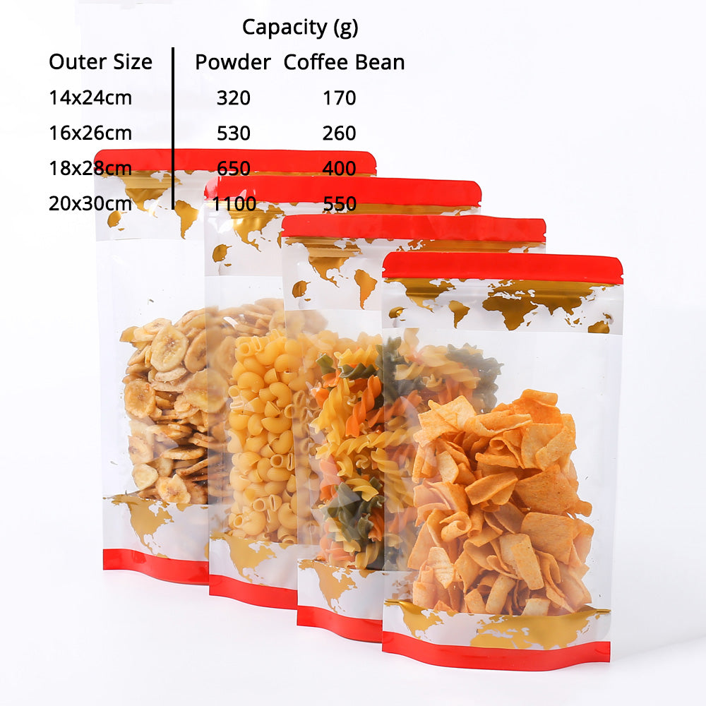 Custom Clear Plastic Mylar Bag W/Print And Tear Notch Glossy Storage Organizer Packaging Zipper Pouch Eco Stand Up Sachet